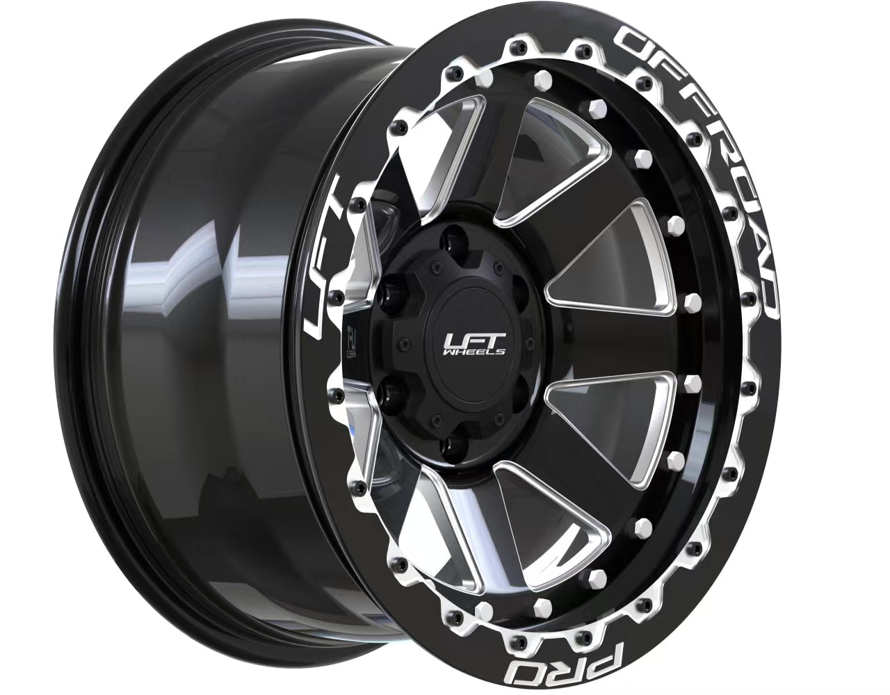 LFT Wheels R1-REBEL Black Polished Offroad Wheel Angled 0 Offset