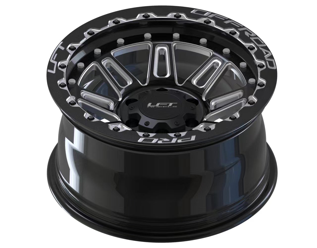 LFT Wheels M1-MOTION Black Polished Offroad Wheel Top 0 Offset