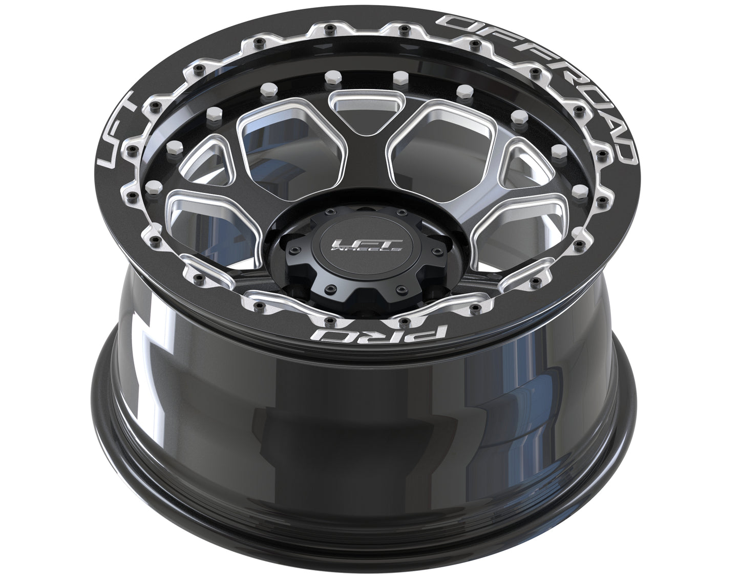 LFT Wheels H1-HEX Black Polished Offroad Wheel Top -12 Offset