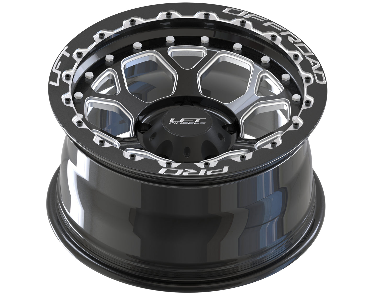 LFT Wheels H1-HEX Black Polished Offroad Wheel Top -12 Offset