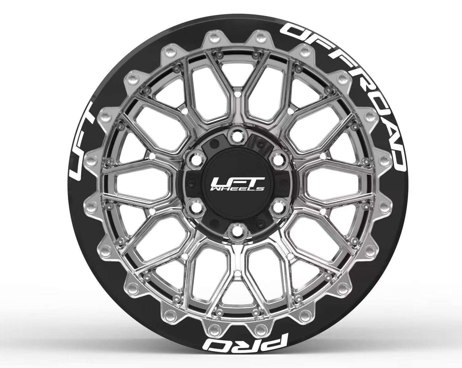 LFT Wheels B2-BILLET Wheel, forged T6061, 17x9 18x9 Front Angle, Polished Black finish