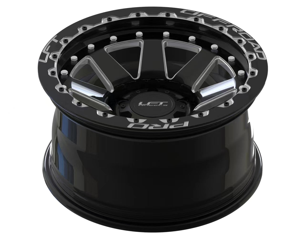 LFT Wheels R1-REBEL Black Polished Offroad Wheel Top -12 Offset