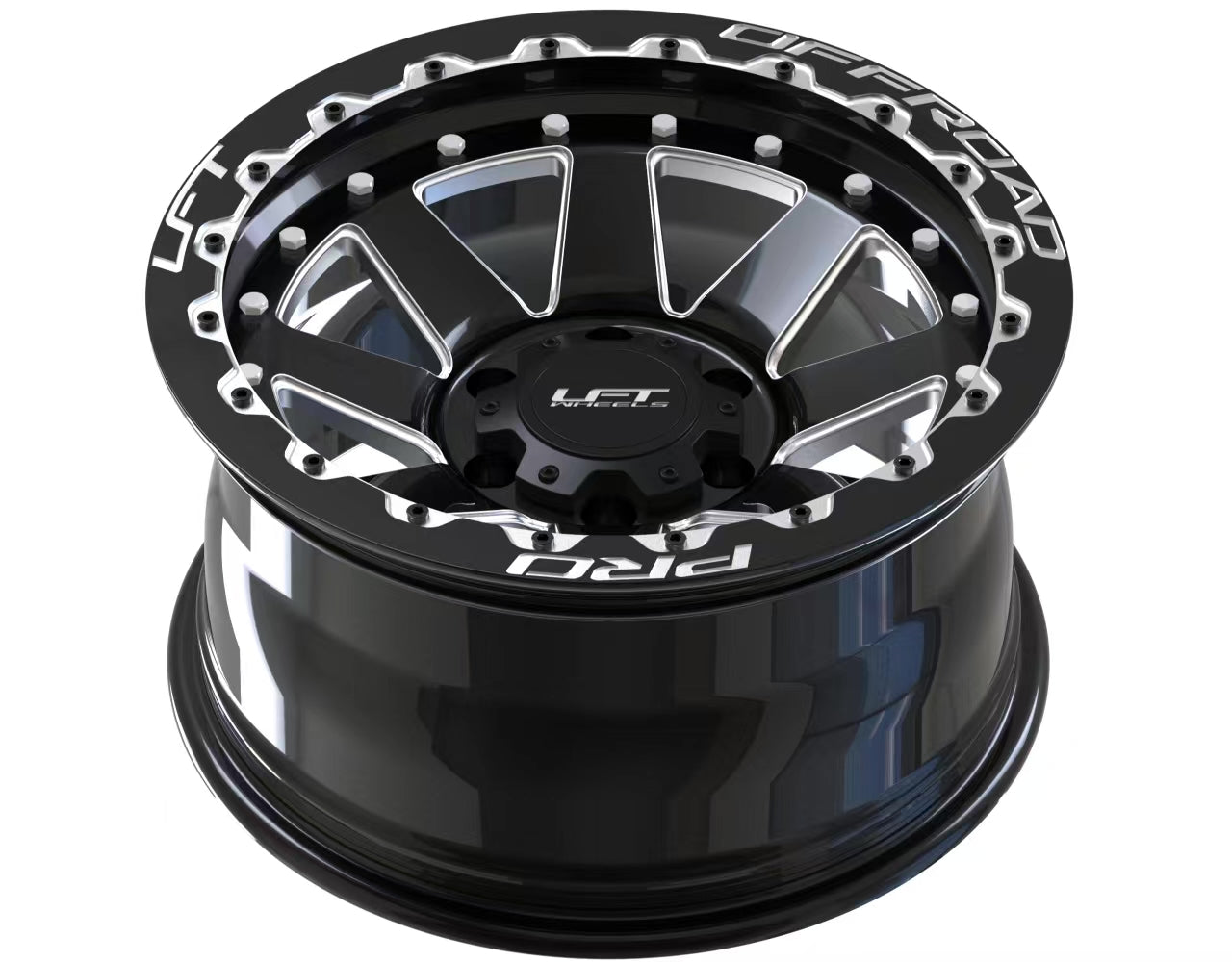 LFT Wheels R1-REBEL Black Polished Offroad Wheel Top 0 Offset