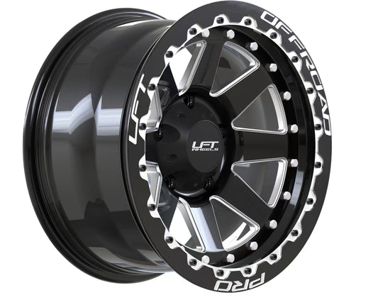LFT Wheels R1-REBEL Black Polished Offroad Wheel Angled -12 Offset