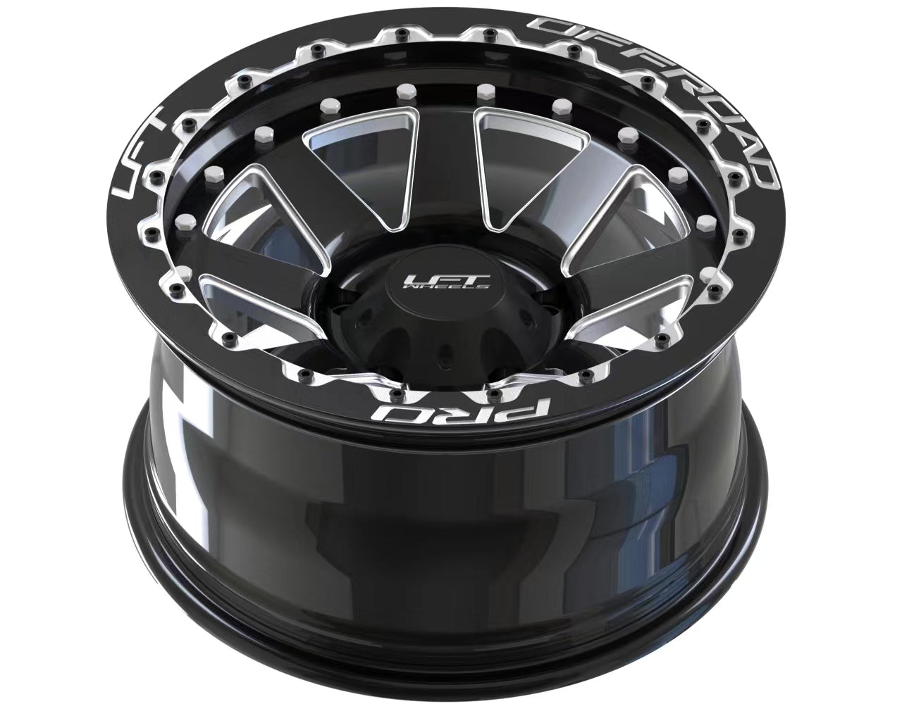 LFT Wheels R1-REBEL Black Polished Offroad Wheel Top -12 Offset