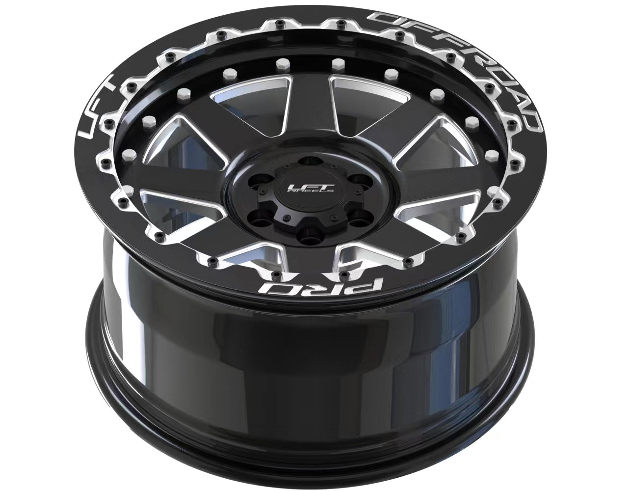 LFT Wheels R1-REBEL Black Polished Offroad Wheel Top +22 Offset