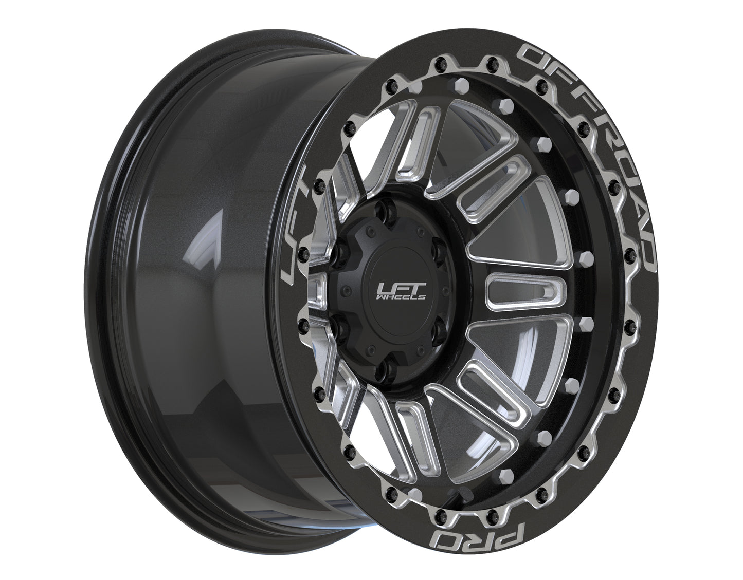 LFT Wheels M1-MOTION Black Polished Offroad Wheel Angled -12 Offset