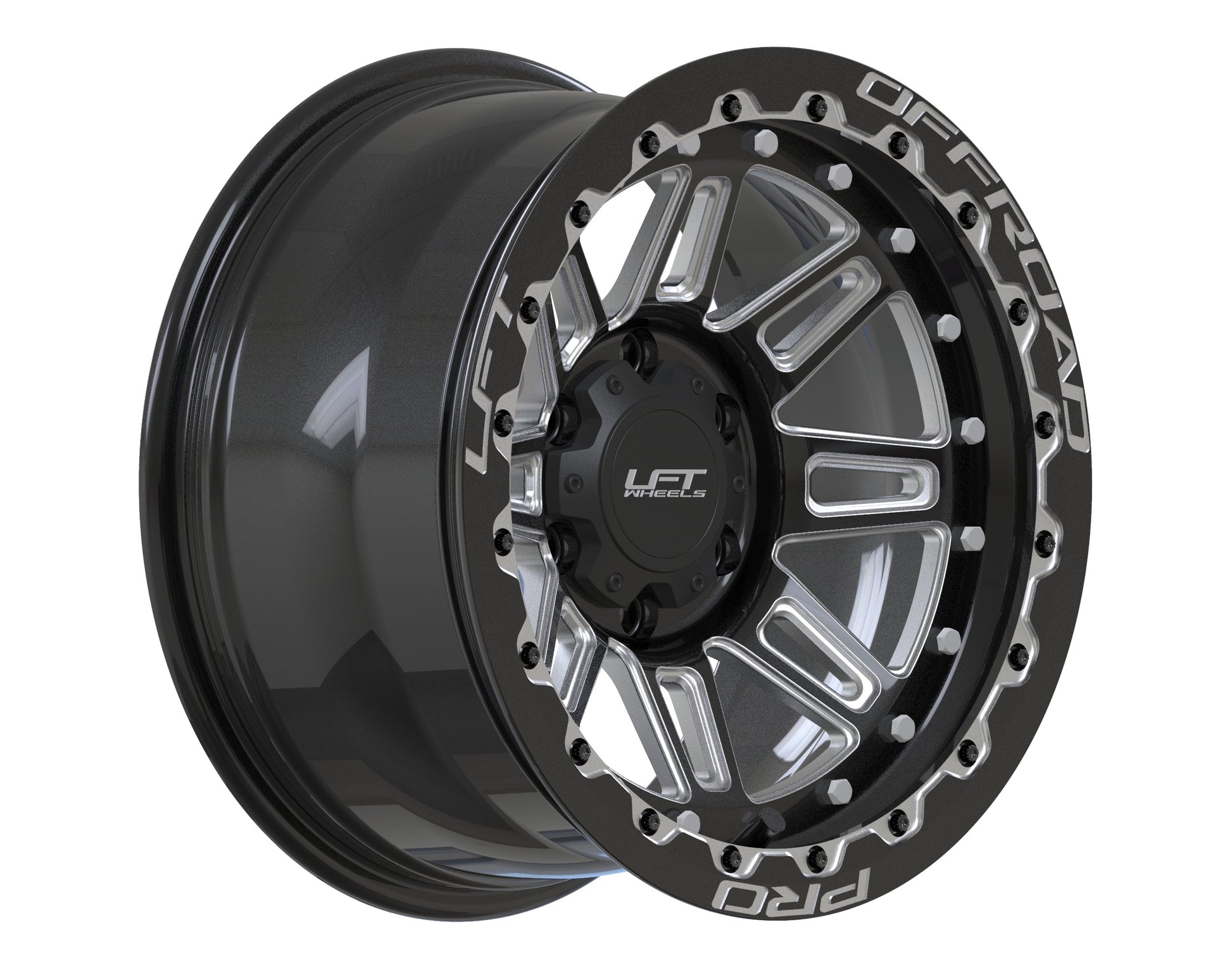 LFT Wheels M1-MOTION Black Polished Offroad Wheel Angled -12 Offset