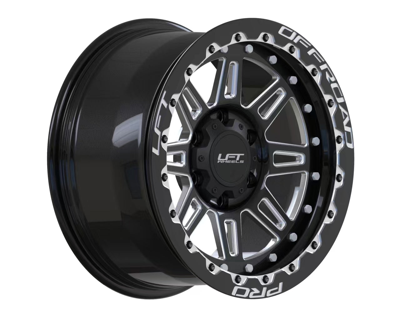 LFT Wheels M1-MOTION Black Polished Offroad Wheel Angled +22 Offset