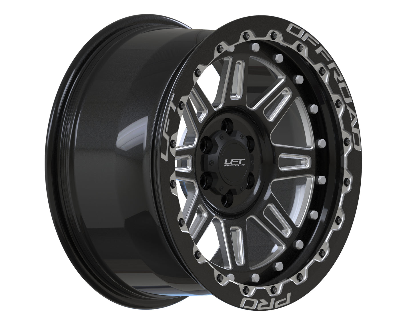 LFT Wheels M1-MOTION Black Polished Offroad Wheel Angled +22 Offset