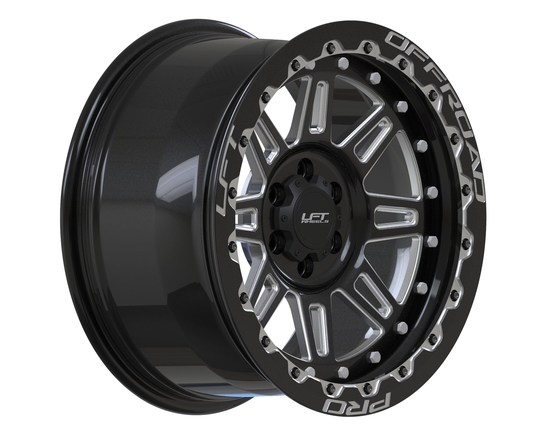 LFT Wheels M1-MOTION Black Polished Offroad Wheel Angled +22 Offset