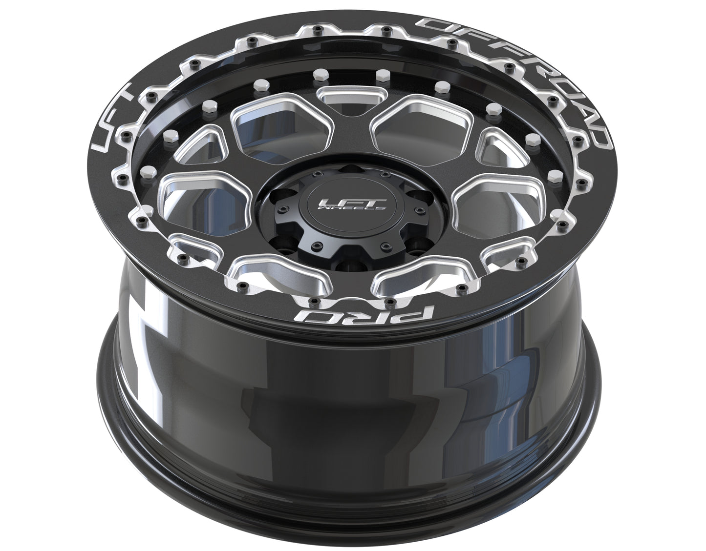 LFT Wheels H1-HEX Black Polished Offroad Wheel Top +22 Offset