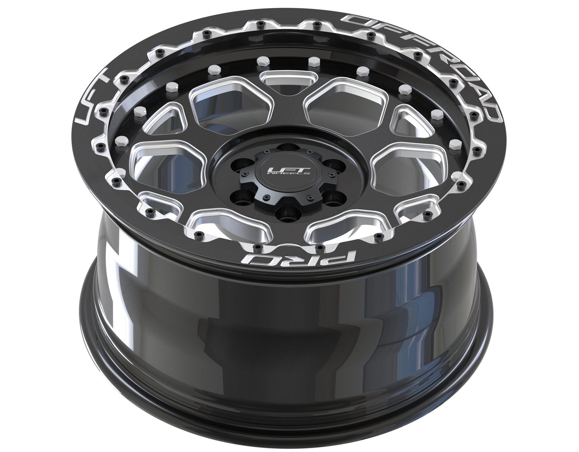 LFT Wheels H1-HEX Black Polished Offroad Wheel Top +22 Offset