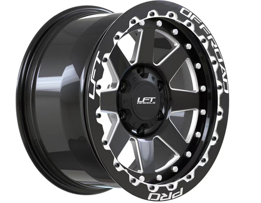 LFT Wheels R1-REBEL Black Polished Offroad Wheel Angled +22 Offset