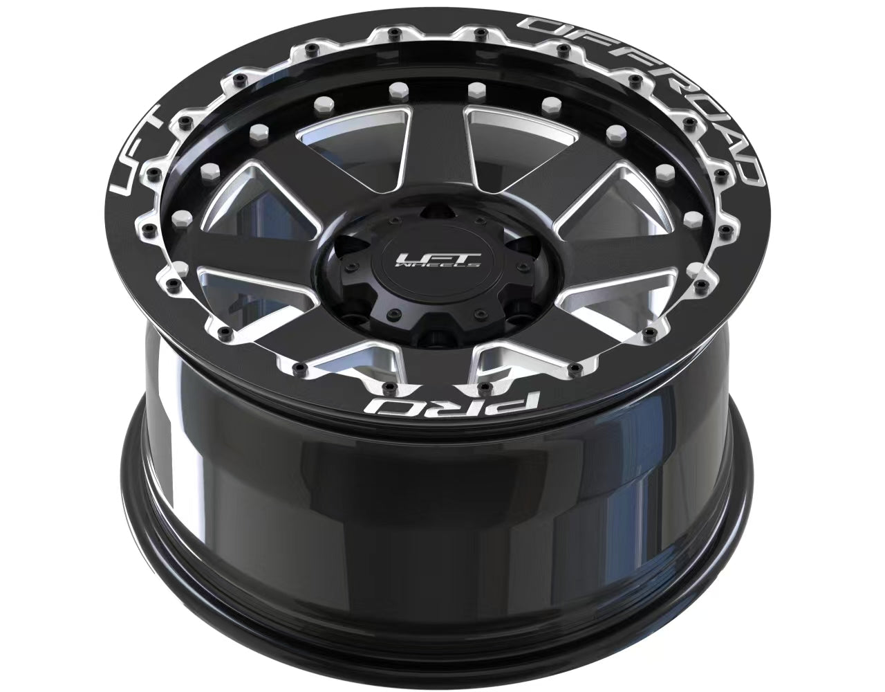 LFT Wheels R1-REBEL Black Polished Offroad Wheel Top +22 Offset