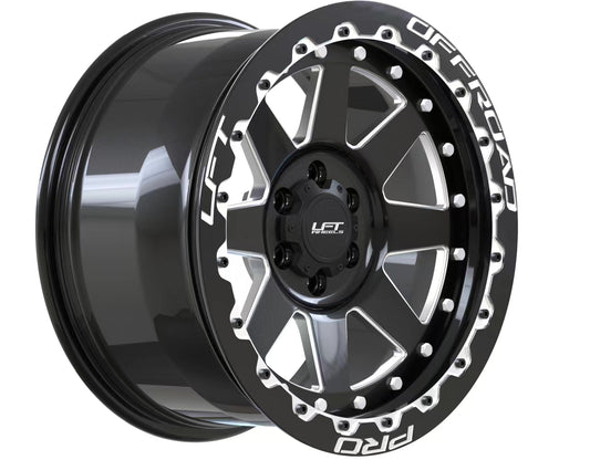 LFT Wheels R1-REBEL Black Polished Offroad Wheel Angled +22 Offset
